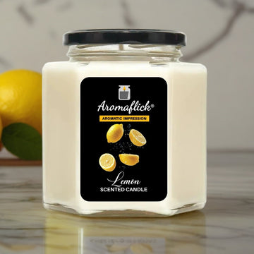 Lemon Scented Candle in Hexagonal Jar – Zesty & Refreshing Citrus Aroma