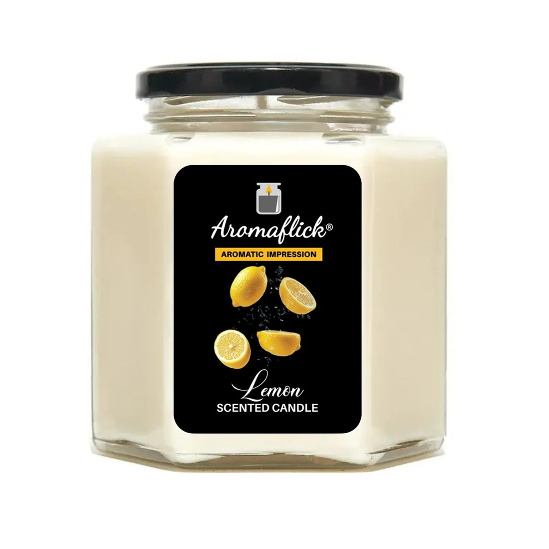 Lemon Scented Candle in Hexagonal Jar – Zesty & Refreshing Citrus Aroma