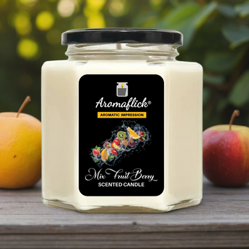Mix Fruit Berry Scented Candle in Hexagonal Jar – Vibrant & Fruity Aroma