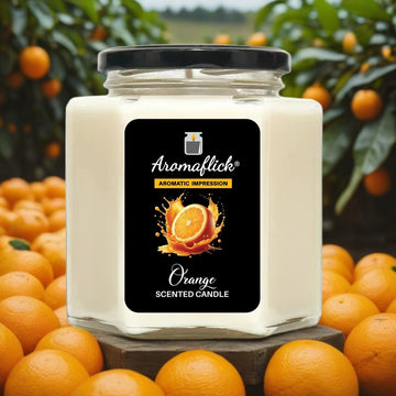 Orange Scented Candle in Hexagonal Jar – Fresh & Unique