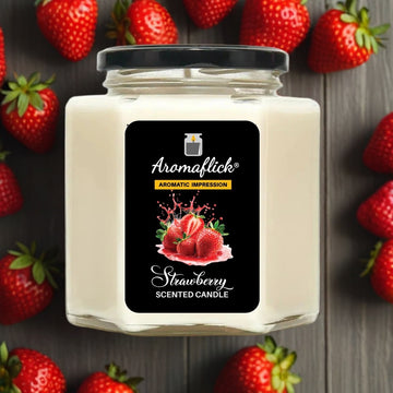 Strawberry Scented Candle in Hexagonal Jar – Sweet & Fresh