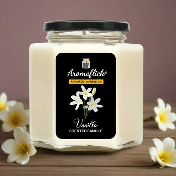 Vanilla Scented Candle in Hexagonal Jar – Warm & Unique