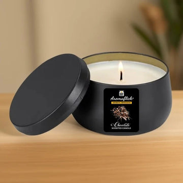 Chocolate Scented Candle in Black Tin – Rich & Indulgent Aroma