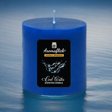 Cool Water Pillar Scented Candle – Fresh & Invigorating Aroma