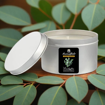 Eucalyptus Scented Candle in Silver Tin – Crisp & Invigorating Aroma