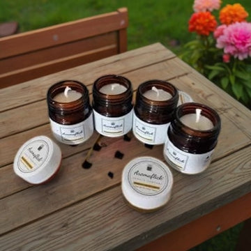 Pack of 4 Scented Candles in Mini Glass Jars with Lids – Ideal for Gifting & Home Decor