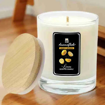 Lemon Scented Candle in Glass Jar – Bright & Clean Citrus Aroma