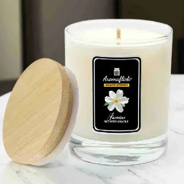 Jasmine Scented Candle in Glass Jar – Calming Floral Glow