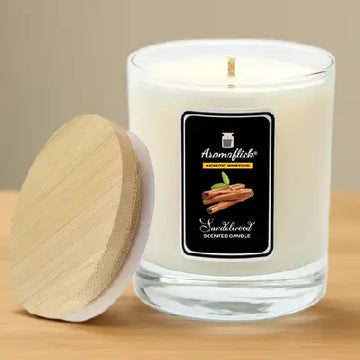 Sandalwood Scented Candle in Glass Jar – Calming & Elegant Scent