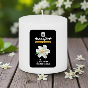 Jasmine Pillar Scented Candle – Floral Aroma for Relaxation