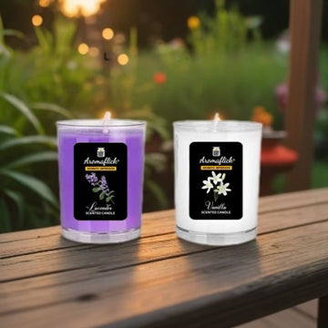 Pack of 2 Scented Glass Candles – Lavender & Vanilla Fragrances for Relaxation & Gifting