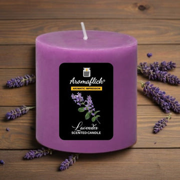 Lavender Pillar Candle – Relaxing Floral Scented Candle