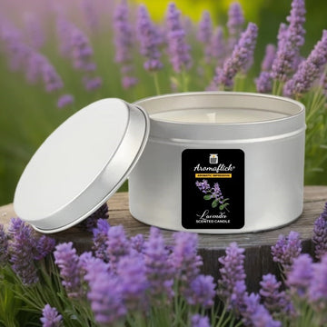Lavender Candle in Silver Tin – Soothing Scent for Relaxation