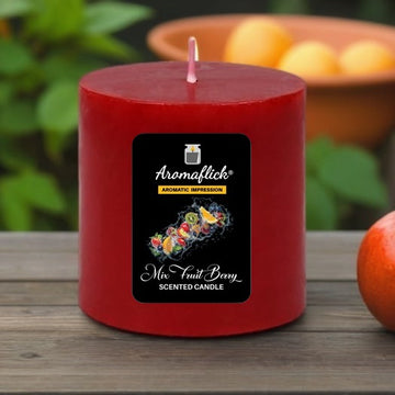 Mix Fruit Berry Pillar Scented Candle – Sweet & Juicy Fragrance