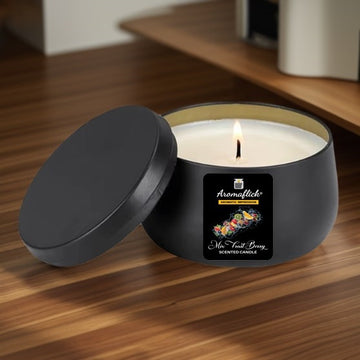 Mix Fruit Berry Scented Candle in Black Tin – Sweet & Fruity Delight
