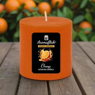 Orange Pillar Scented Candle – Bright & Citrusy Aroma