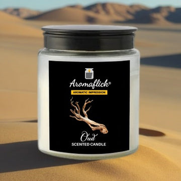 Oud Scented Candle in Glass Jar – Bold, Smoky Fragrance