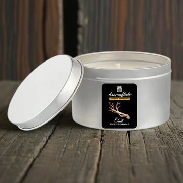 Silver Tin Oud Candle – Warm, Smoky Fragrance