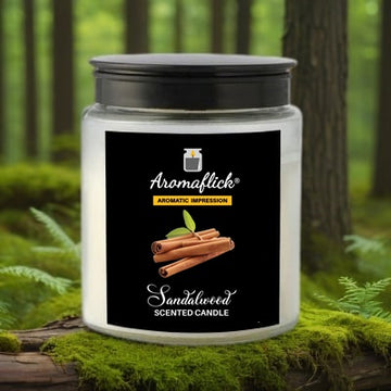 Sandalwood Scented Candle in Glass Jar – Elegant & Soothing Fragrance