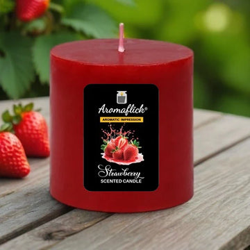 Strawberry Pillar Scented Candle – Sweet & Fruity Aroma