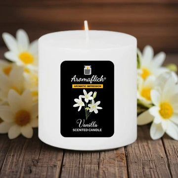 Vanilla Pillar Scented Candle – Warm & Inviting Aroma