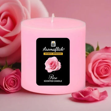 Rose Scented Pillar Candle – Romantic Floral Aroma