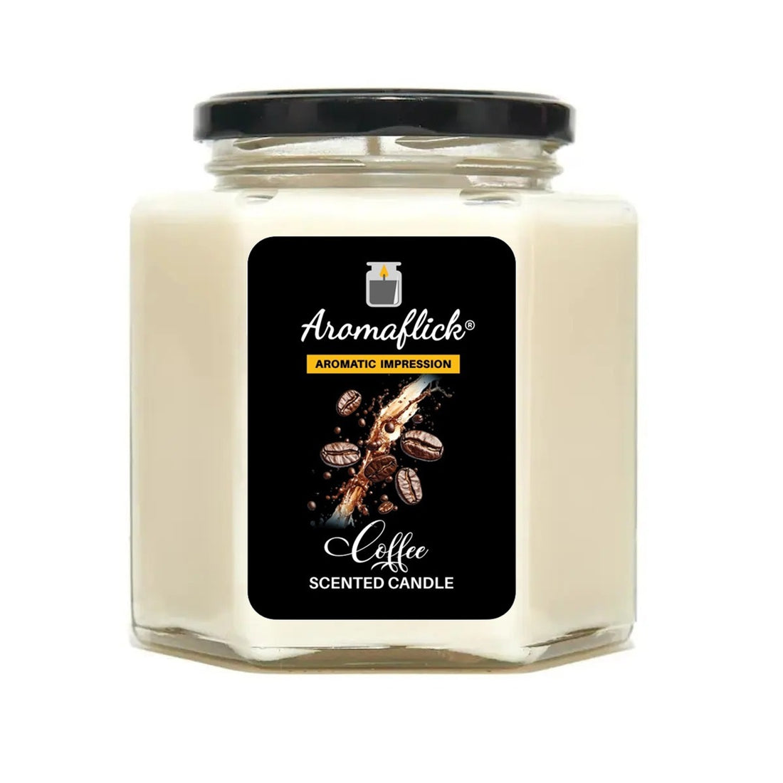 Coffee Scented Candle in Hexagonal Jar – Warm & Unique