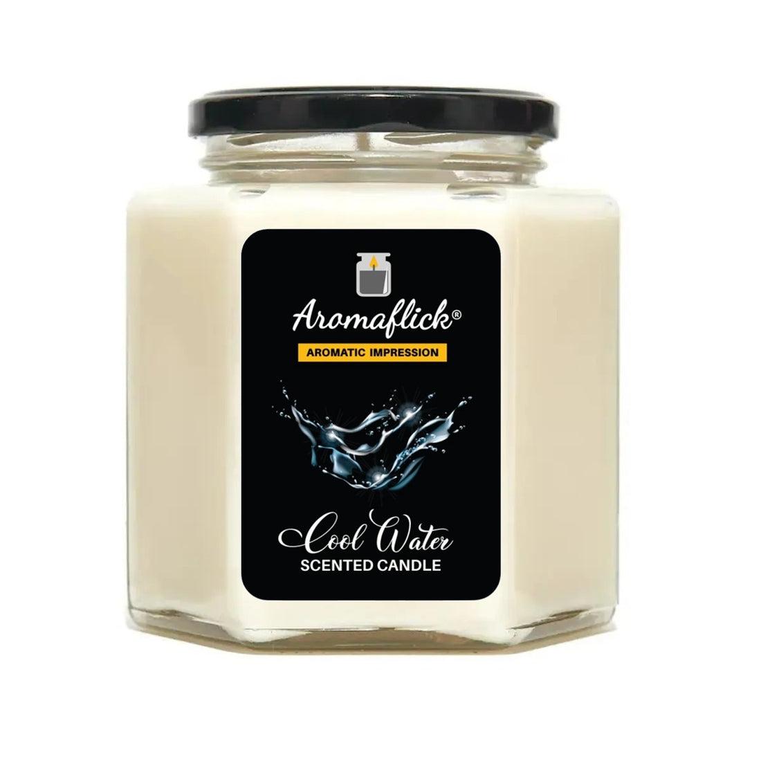 Cool Water Scented Candle in Hexagonal Jar – Fresh & Stylish Aroma