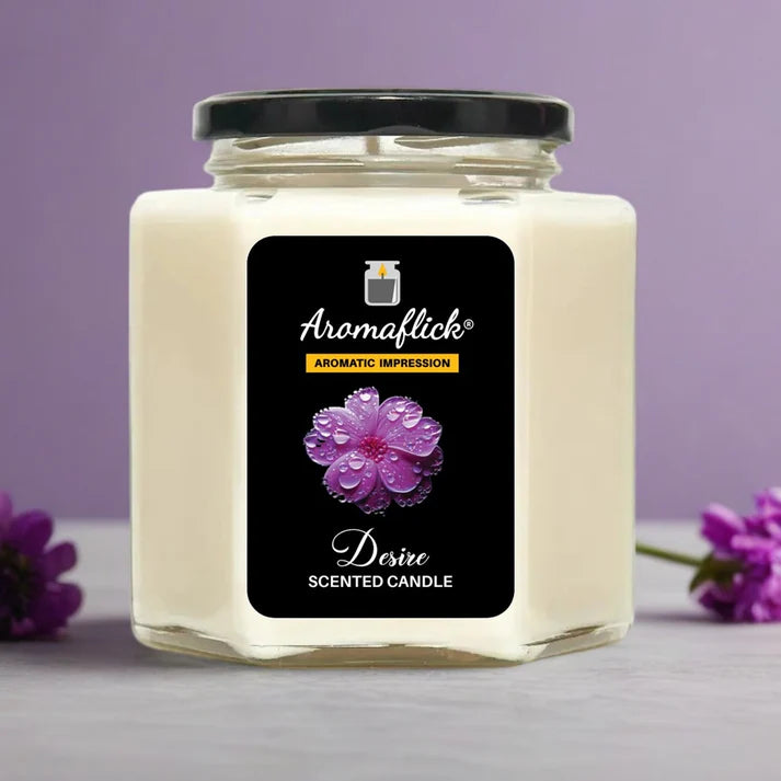 Desire Scented Candle in Hexagonal Jar – Warm & Sophisticated Aroma