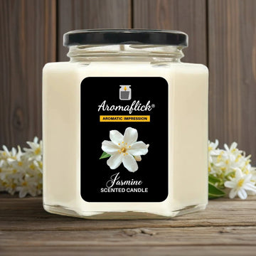 Jasmine Scented Candle – Unique Hexagonal Glass Jar