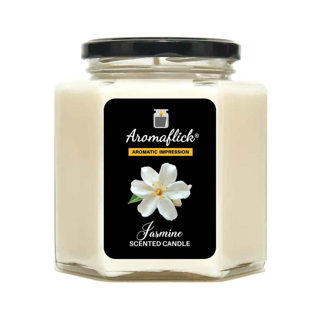 Jasmine Scented Candle – Unique Hexagonal Glass Jar