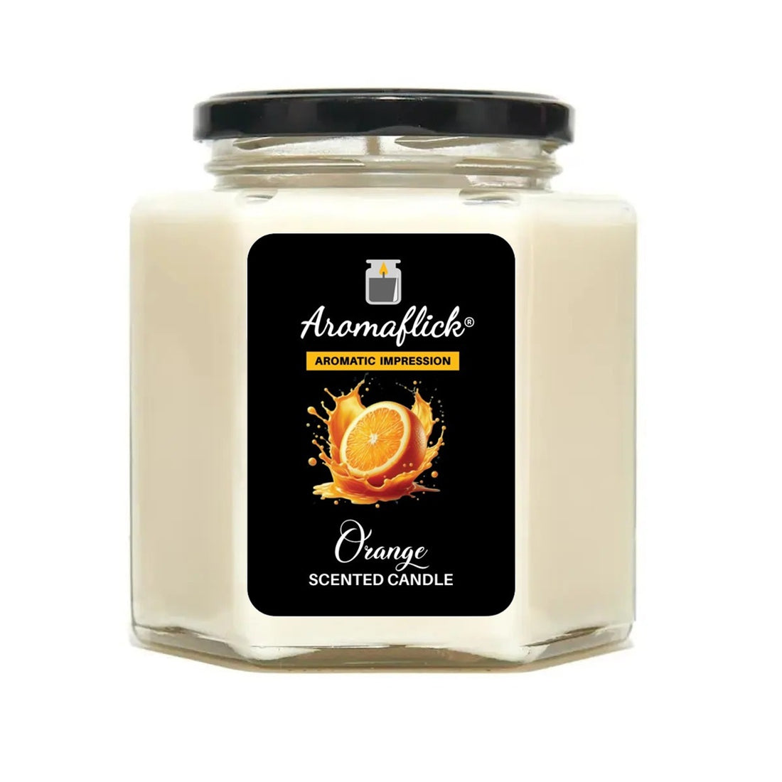 Orange Scented Candle in Hexagonal Jar – Fresh & Unique