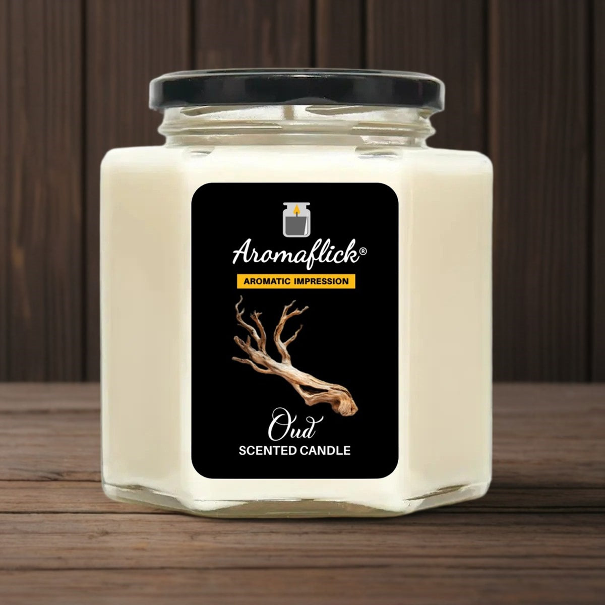 Hexagonal Jar Oud Candle – Deep, Smoky Scent
