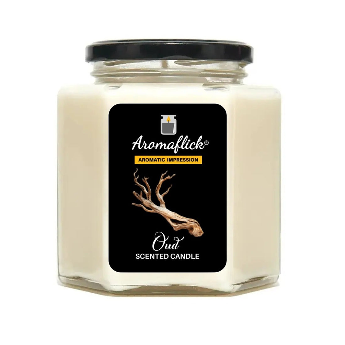 Hexagonal Jar Oud Candle – Deep, Smoky Scent