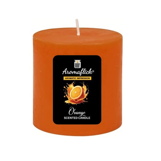 Orange Pillar Scented Candle – Bright & Citrusy Aroma