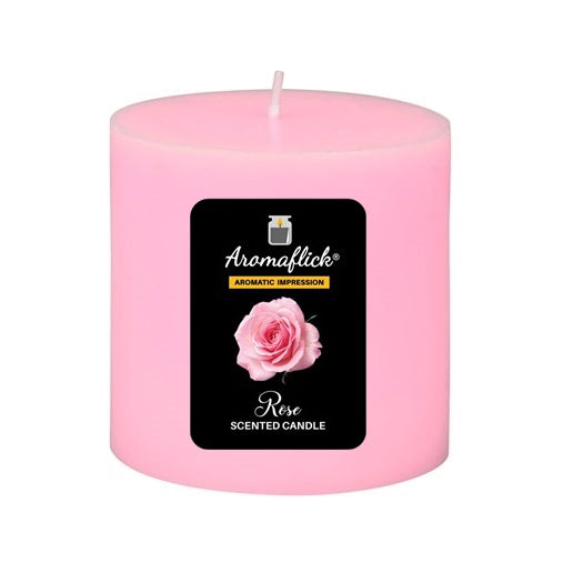 Rose Scented Pillar Candle – Romantic Floral Aroma