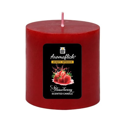 Strawberry Pillar Scented Candle – Sweet & Fruity Aroma