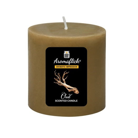 Oud Pillar Scented Candle – Rich, Woody Luxury