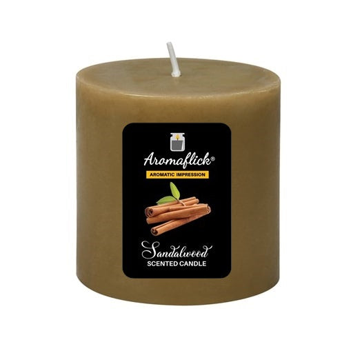 Sandalwood Pillar Scented Candle – Warm, Earthy & Long-Lasting Aroma
