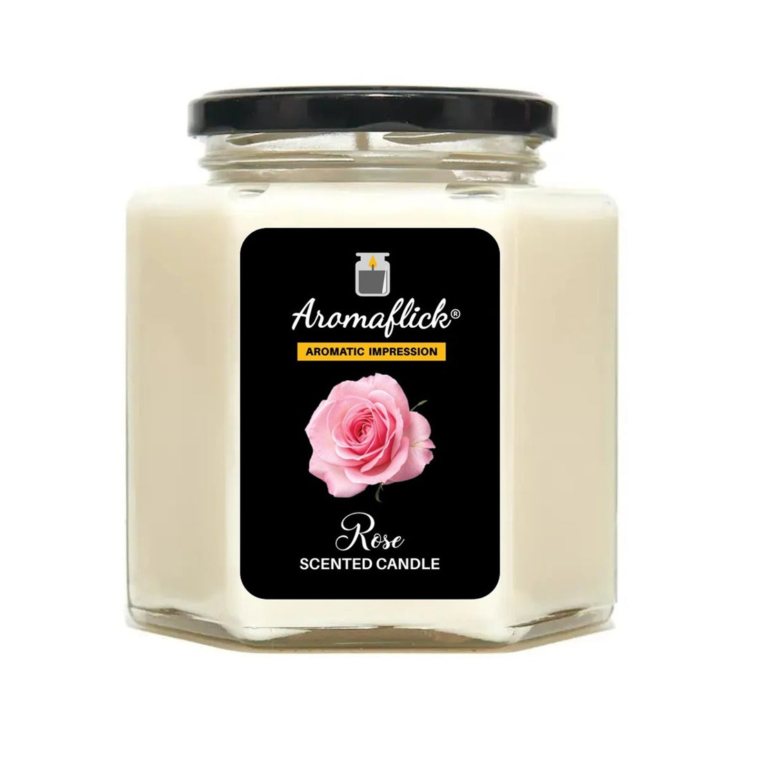 Rose Scented Candle in Hexagonal Jar – Elegant & Unique