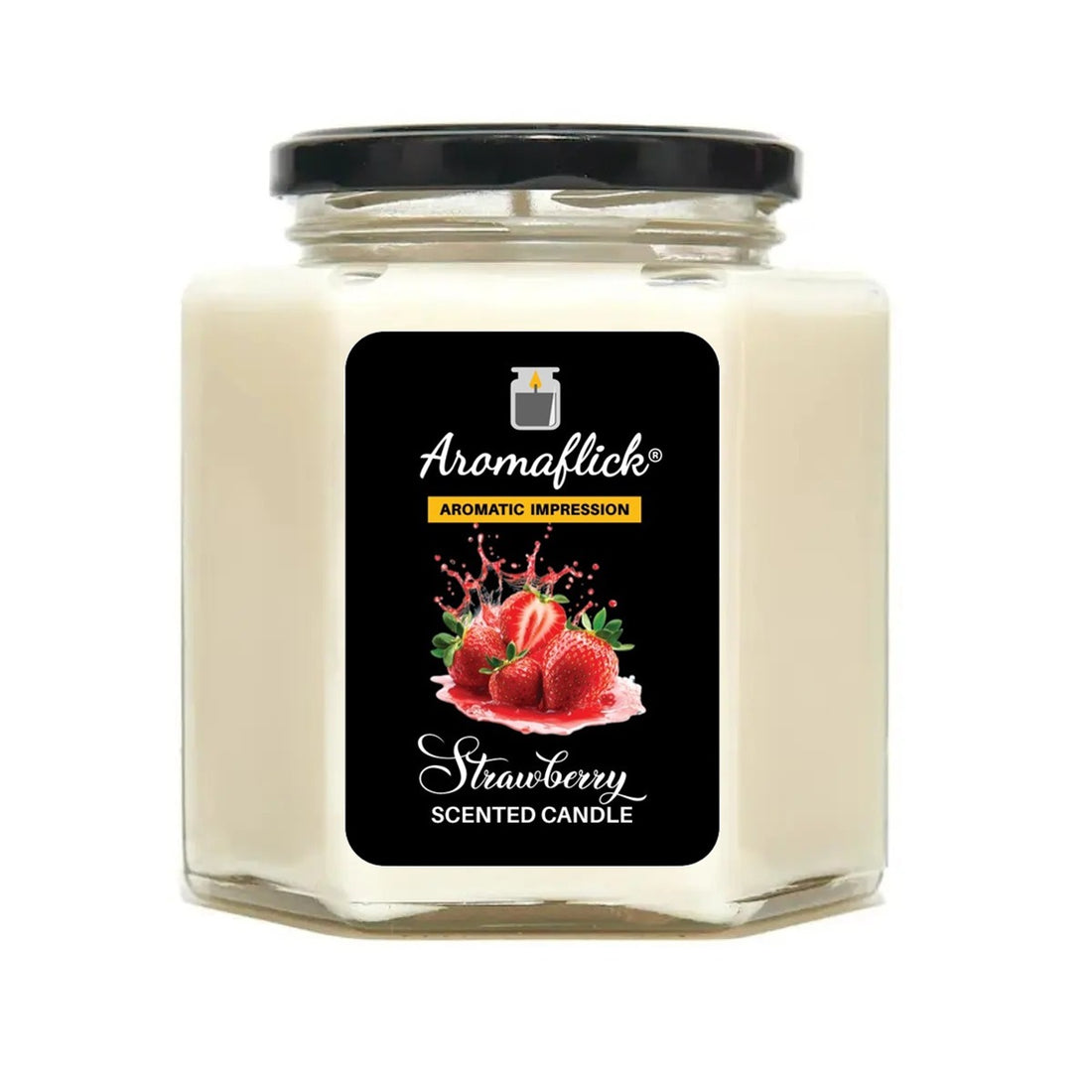 Strawberry Scented Candle in Hexagonal Jar – Sweet & Fresh