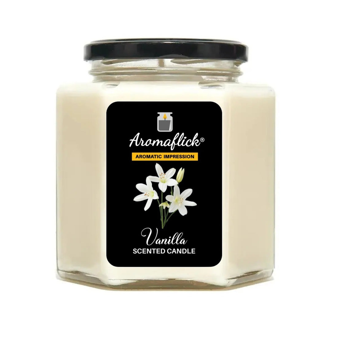 Vanilla Scented Candle in Hexagonal Jar – Warm & Unique
