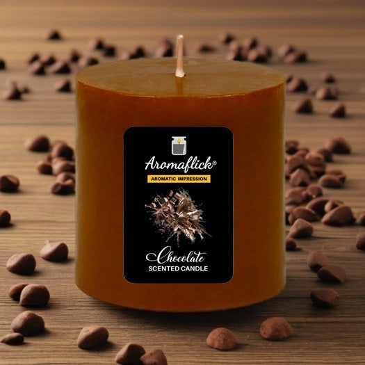 Chocolate Pillar Scented Candle – Rich, Sweet & Indulgent Aroma