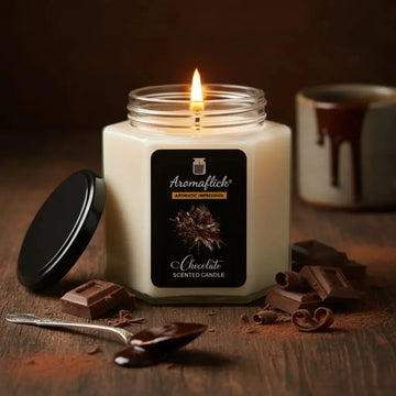 Chocolate Scented Candle in Hexagonal Jar – Unique & Sweet Aroma