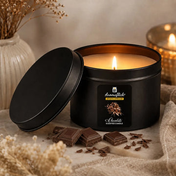 Chocolate Scented Candle in Black Tin – Rich & Indulgent Aroma