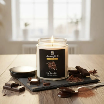 Chocolate Scented Candle in Glass Jar – Sweet & Comforting Scent