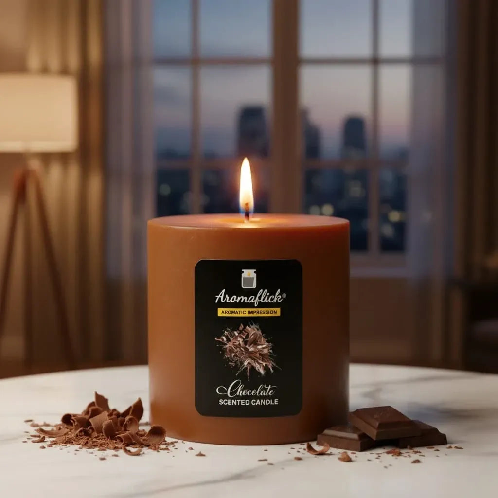 Chocolate Pillar Scented Candle – Rich, Sweet & Indulgent Aroma
