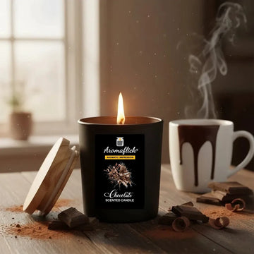 Chocolate Scented Candle in Black Glass – Luxurious & Decadent Aroma