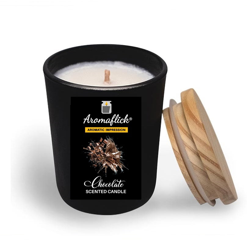Chocolate Scented Candle in Black Glass – Luxurious & Decadent Aroma