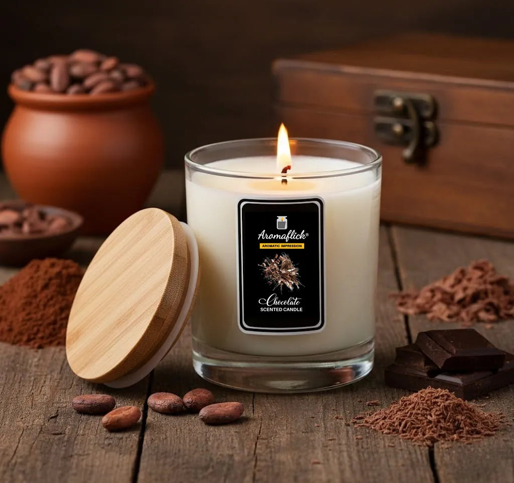 Chocolate Scented Candle in Glass Jar – Rich & Cozy Fragrance
